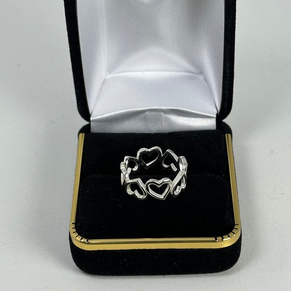 Sterling Silver Open Heart Eternity Band‎ Ring Size 6 US 925 Cutout Hearts